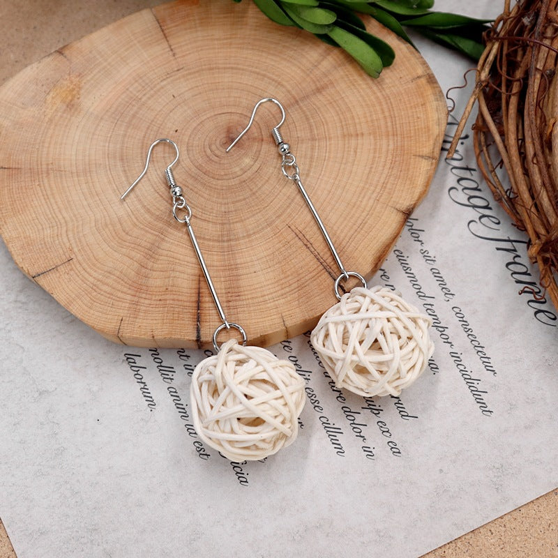Vintage Rattan Dangle Earrings - DippedShop Wholesale - #3619