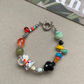 Fashion Color Contrast Bead Flower Charm Bracelet 6W6JBR378