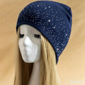 Stylish Rhinestones Angora Knit Beanie 6W6HAT671