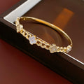 Vintage Gold Plated Rhinestones Floral Bracelet 6W6JBR702