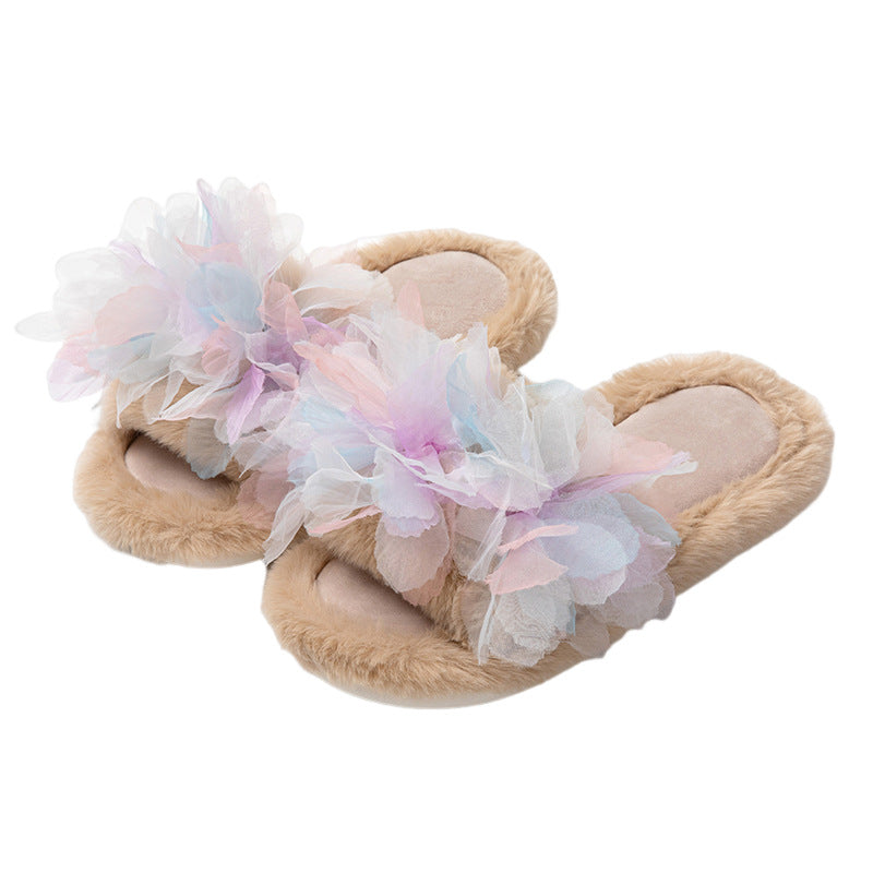 3D Floral Plush Slippers - DippedShop Wholesale - #1267