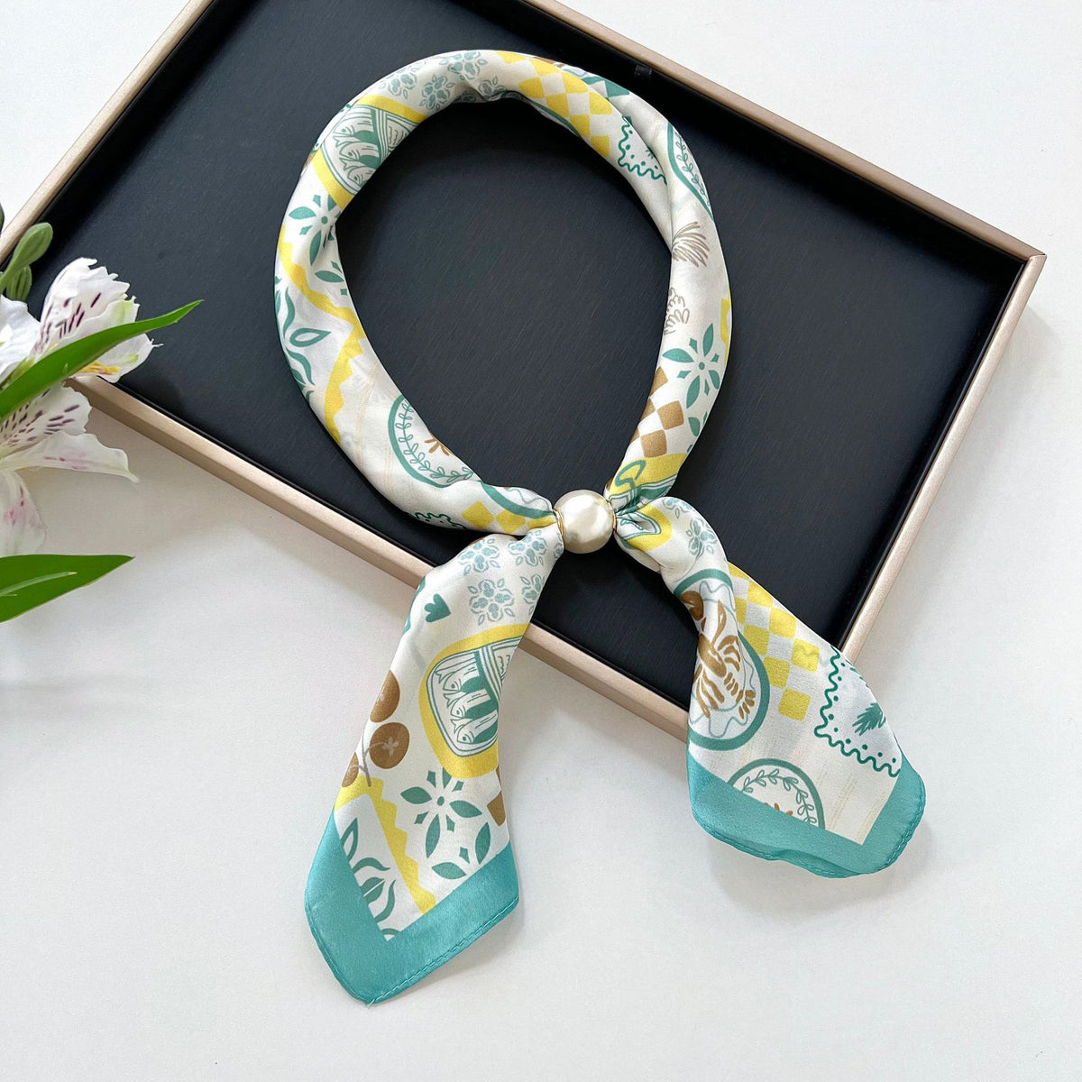 Color Block Silk Scarf - DippedShop Wholesale - #8307