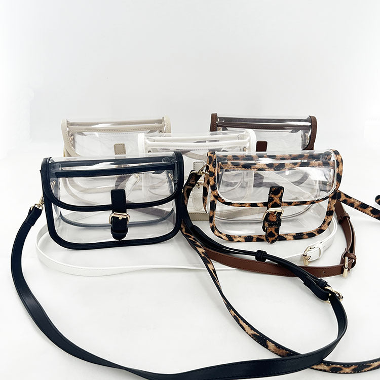 Trendy Transparent Leopard Print Square Crossbody Bag 6W10BBG1966