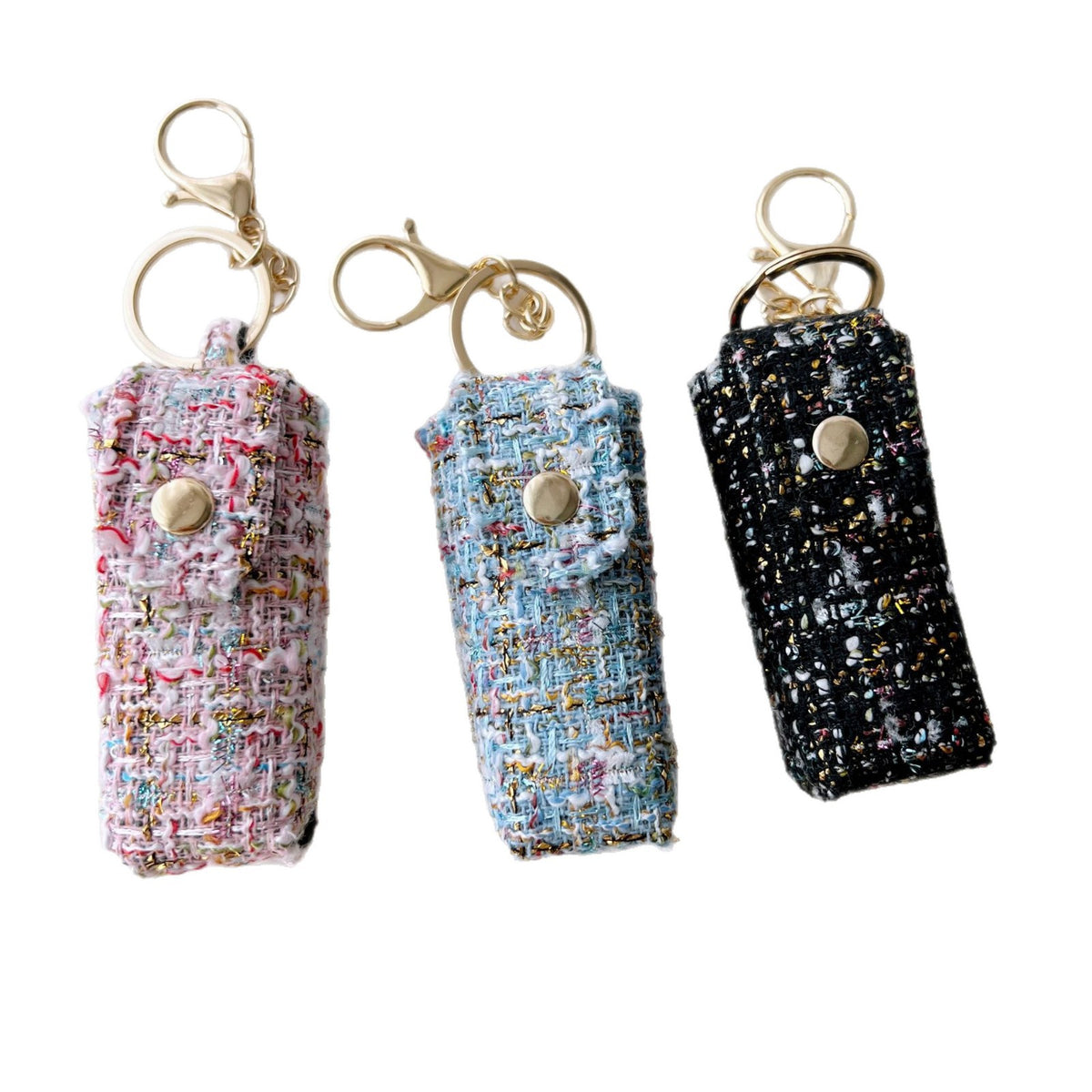 Tweed Lipstick Pouch Keychain - DippedShop Wholesale - #0883