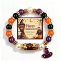 Handmade Halloween Ghost Beaded Stretch Bracelet 6W6JBR449
