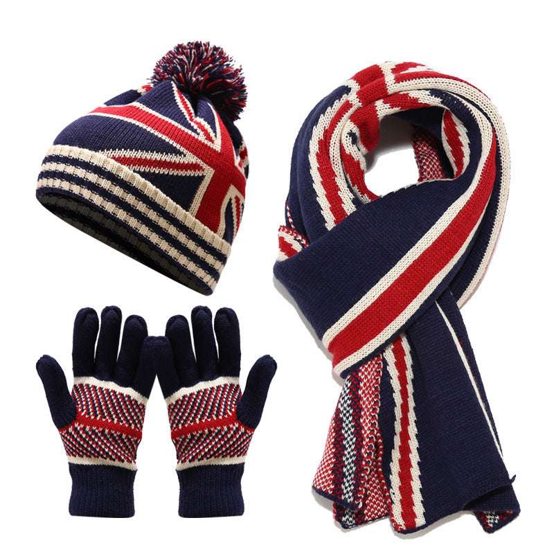 3 Pcs Winter Union Jack Scarf Hat Gloves Set DP25G719