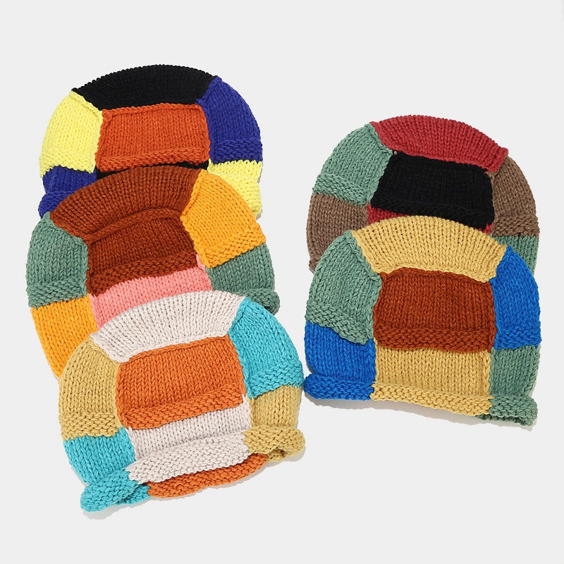 Winter Thermal Color Contrast Handmade Beanie Hat DP25G738
