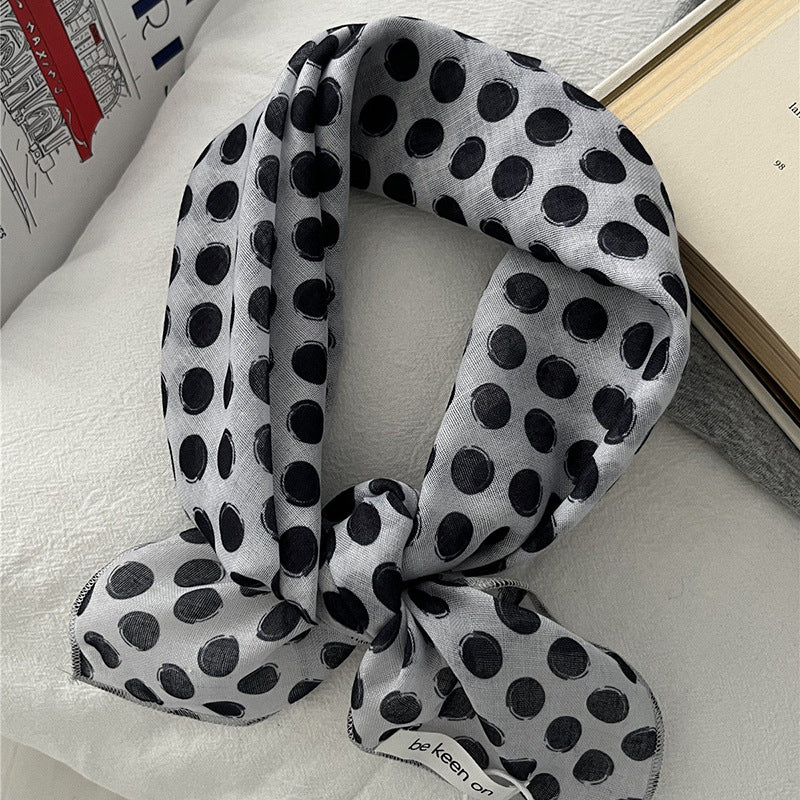 Retro Polka Dots Print Square Silk Scarf MK2BLW6W6NSI34