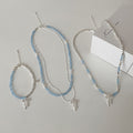 Fresh Blue Crystal Bowknot Beaded Necklace 6W6JNC434