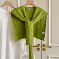 Trendy Cable Knit Solid Color Sweater Shawl 6W6NSC54