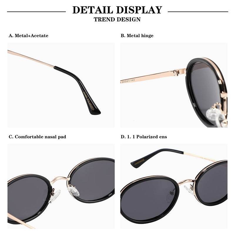 Polarized Metal Oval Sunglasses - DippedShop Wholesale - #1683
