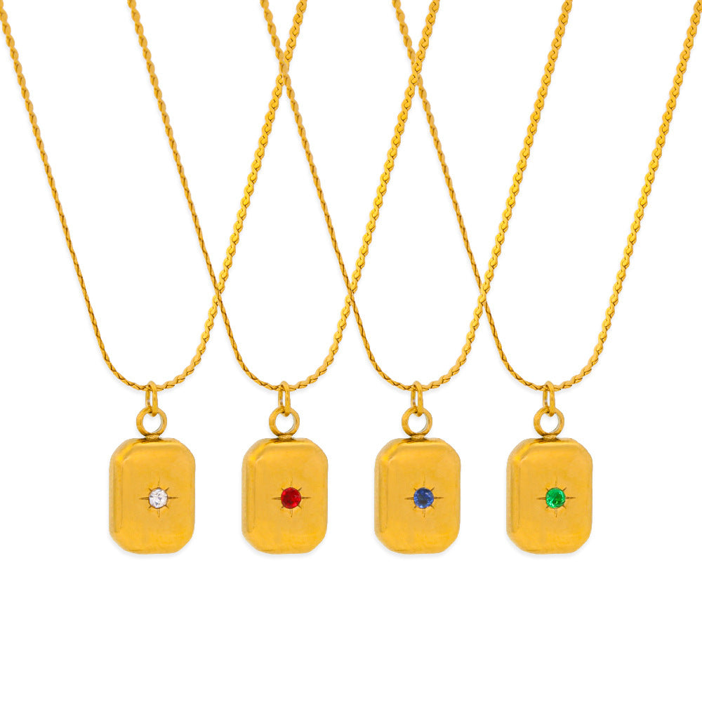 Gold Plated Rhinestone Pendant Necklace - DippedShop Wholesale - #2675