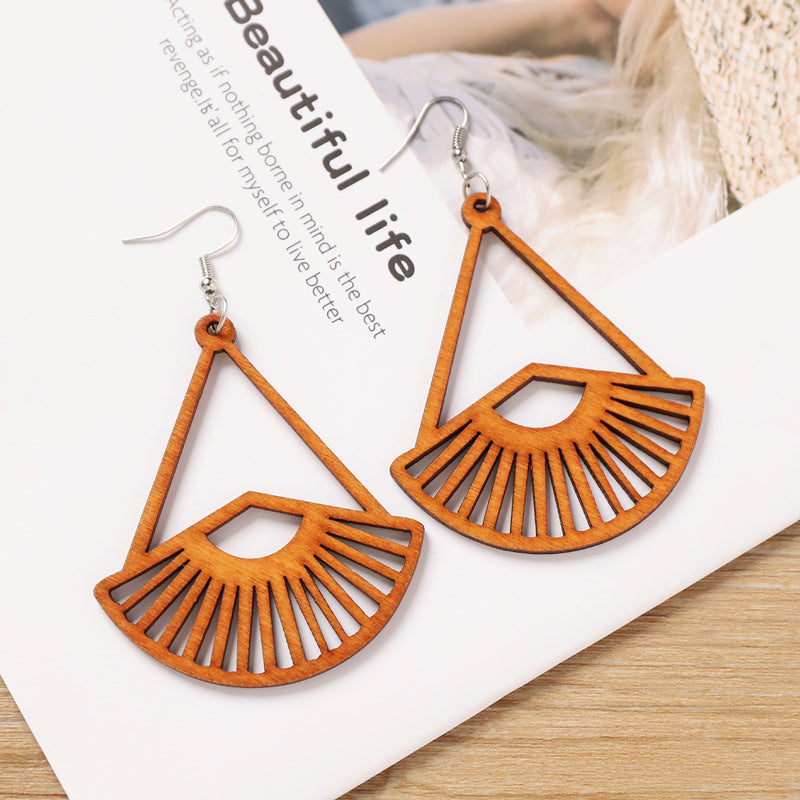 Vintage Wooden Leaf Earrings - DippedShop Wholesale - #1219