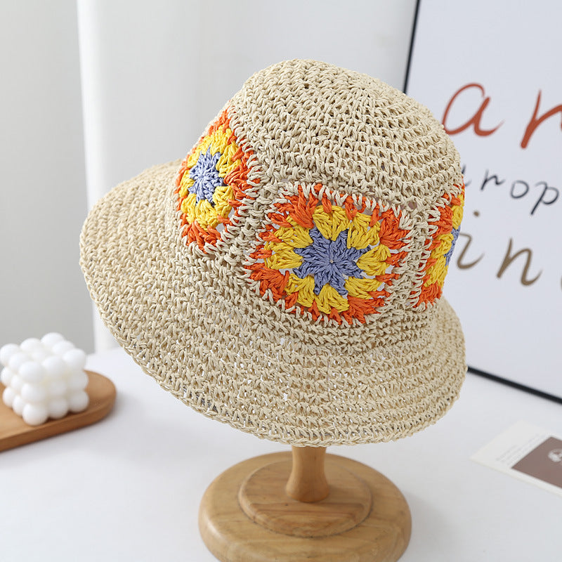 Floral Crochet Straw Hat - DippedShop Wholesale - #2291