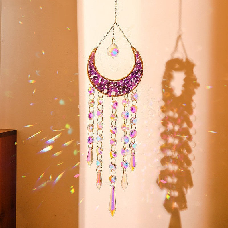 Sparkling Colorful Crystal Moon Sun Catcher 6H7HLS185