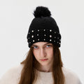Cute Pom Rhinestone Wool Blend Knit Beanie 6W6HAT644