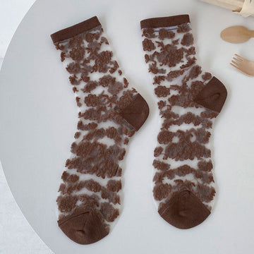 Cute Floral Glass Silk Mid-Calf Socks DP25C922
