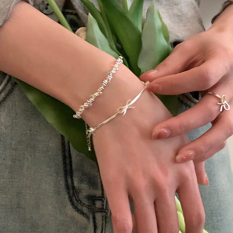 Danity Transparent Bead Silver Bead Chain Bracelet 6W6JBR336