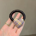 Cute Plaid Heart Elastic Ponytail Holder Hair Tie 6W6HSR461