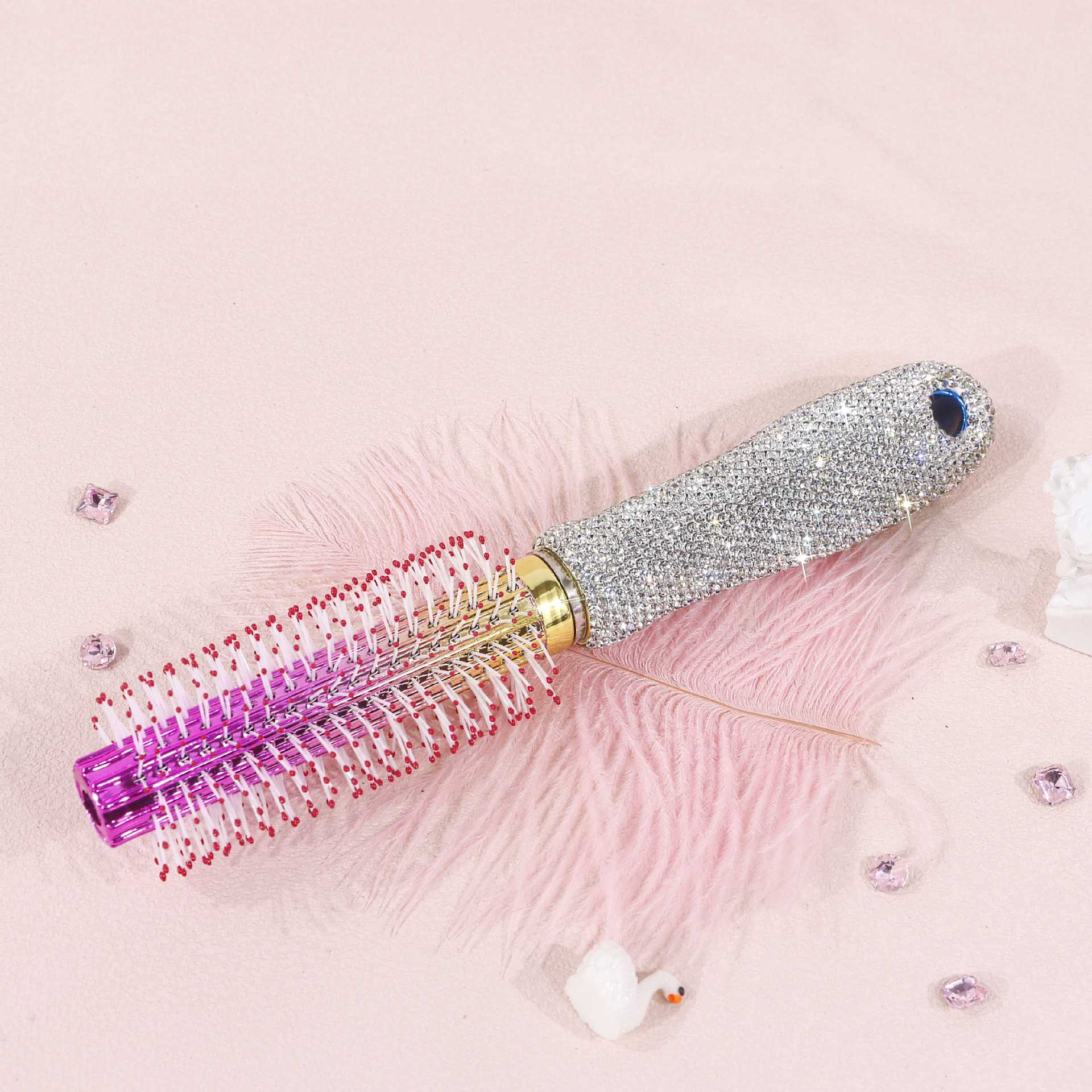 Sparkly Rhinestone Round Barrel Hair Brush 6C5CB159