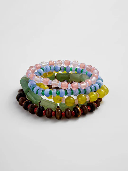 Vintage Irregular Natural Stone Beaded Bracelet Set 6W6JBR509