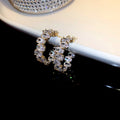 Trendy Sparkly Rhinestone C-Shaped Hoop Earrings 6W6JER726
