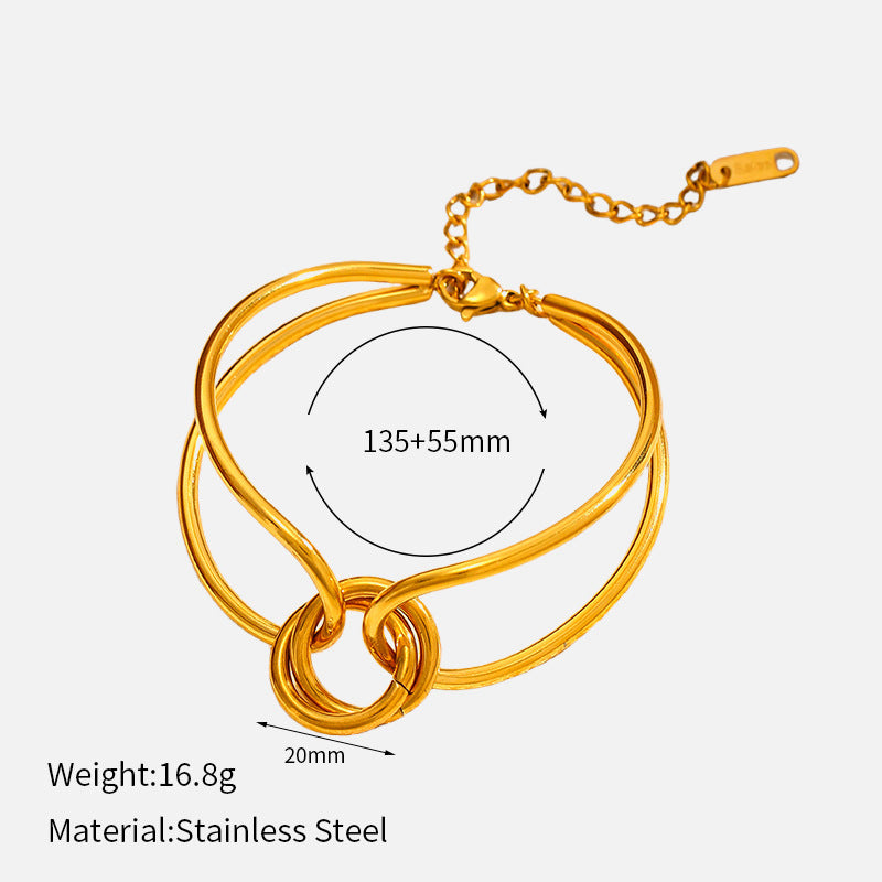 Fashion Gold Plated Knotted Geometric Bangle Bracelet 6W6JBR524