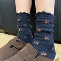 Floral Print Wool Blend Warm Crew Socks 6W8FSO714