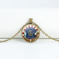Retro USA Flag Pattern Round Pendant Chain Necklace 8ZA6JNC278T