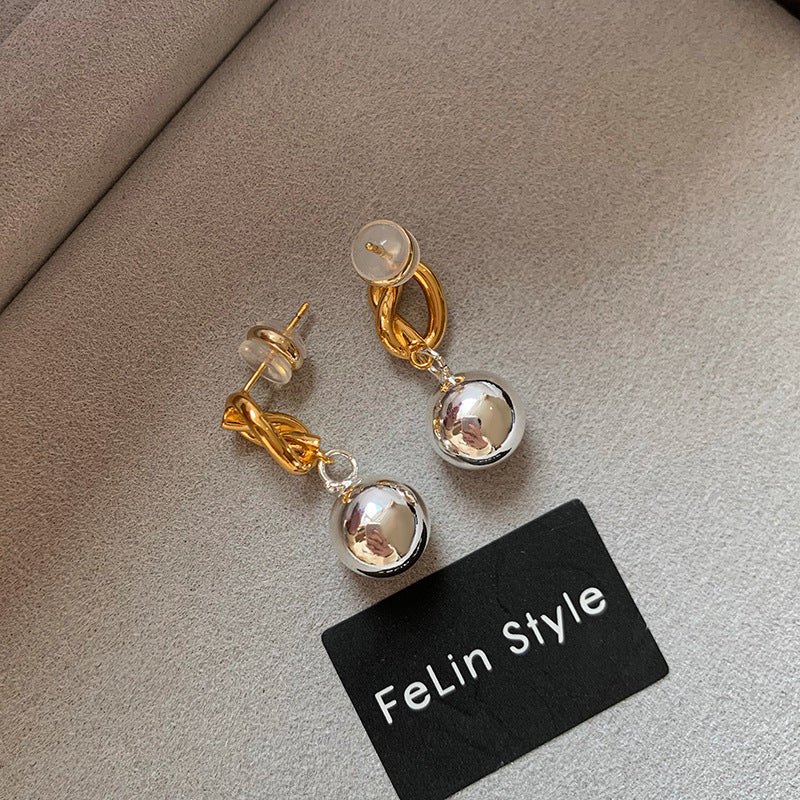 Minimlaist Color Contrast Metal Ball Dangle Earrings 6W6JER600