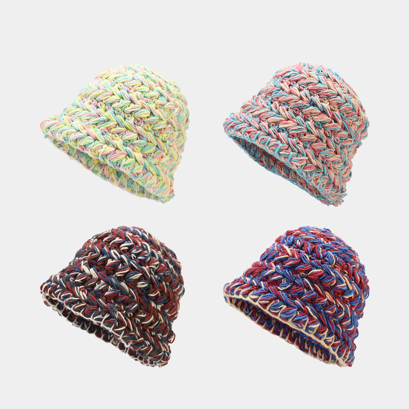 Vintage Multicolor Handmade Knit Bucket Hat DPBH0332