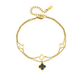 Trendy Four Leaf Clover Layered Chain Anklet 8ZA6JAB14