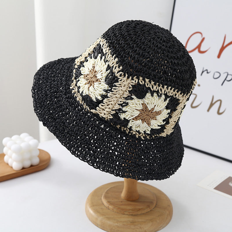 Floral Crochet Straw Hat - DippedShop Wholesale - #5059