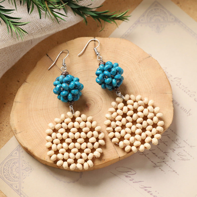Boho Rattan Dangle Earrings - DippedShop Wholesale - #5139