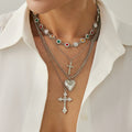 Layered Cross Pendant Necklace - DippedShop Wholesale - #5123