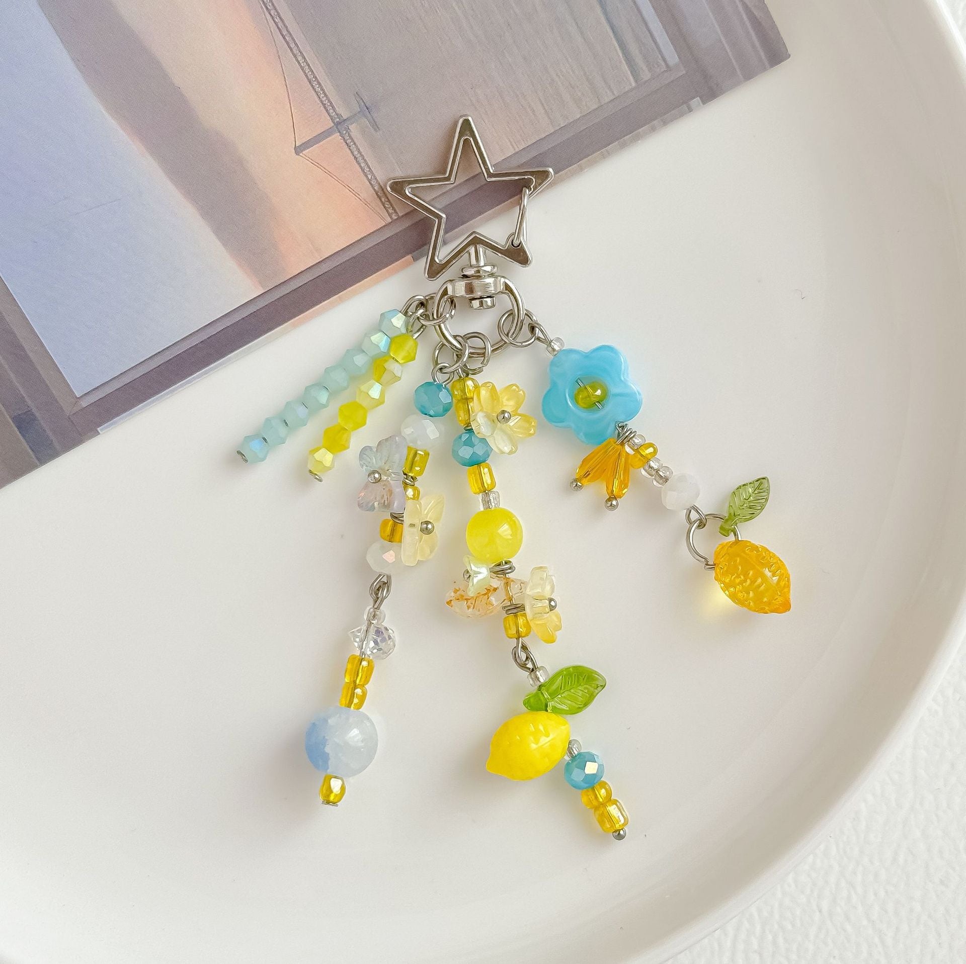 Stylish Beaded Chain Tassel Lemon Bag Charm 6W10BBC381