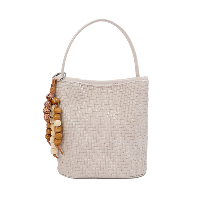 Trendy Woven Solid Color Handbag Bucket Bag 6W10BBG1987