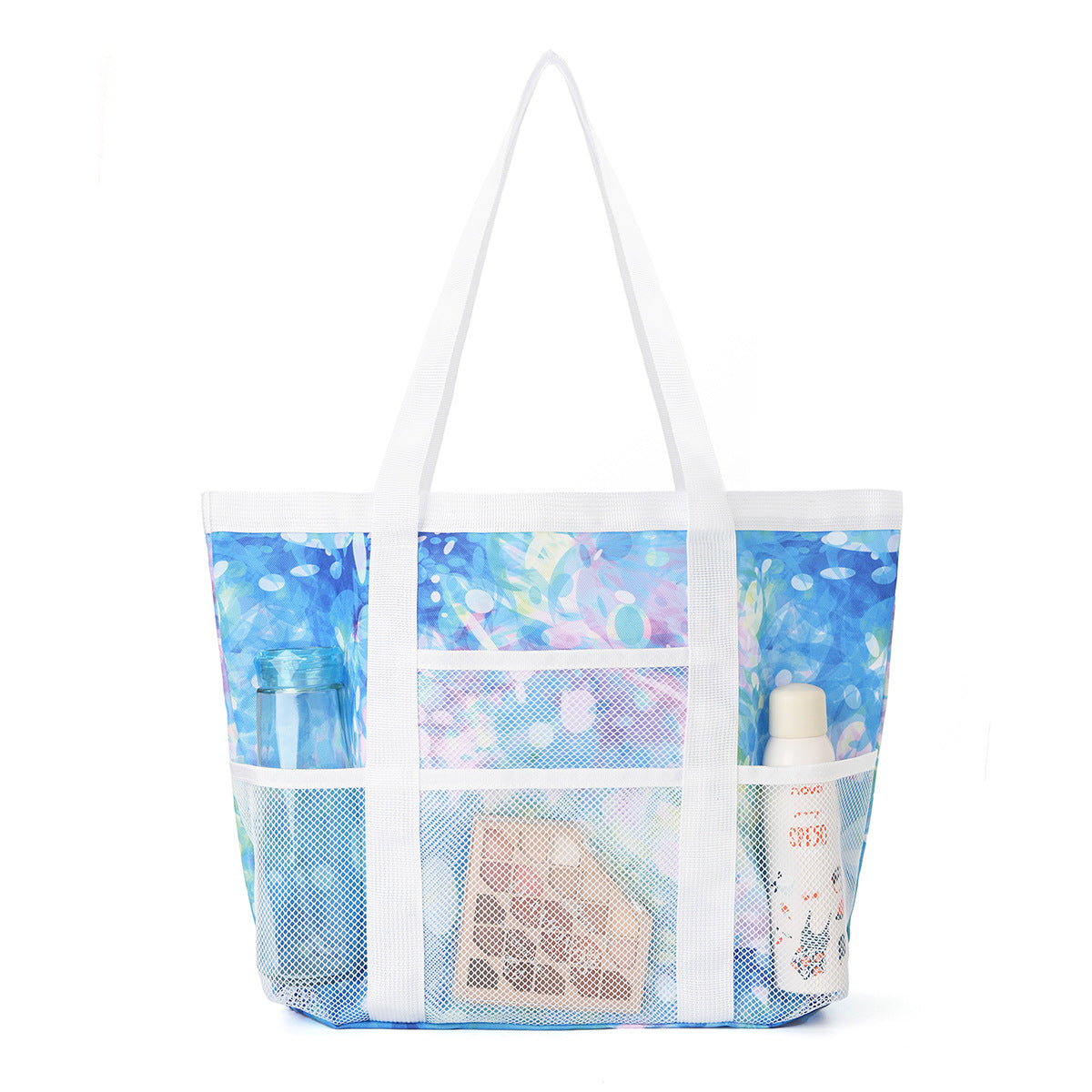 Trendy Mesh Leaf Print Multi-Pockets Storage Bag 8BW6BOB88T