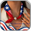 Stylish USA Flag Pearl Statement Scarf Necklace 8ZA6JNC277T