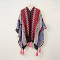 Boho Tassel Wavy Texture Knit Shawl Wrap 6W6NSC48