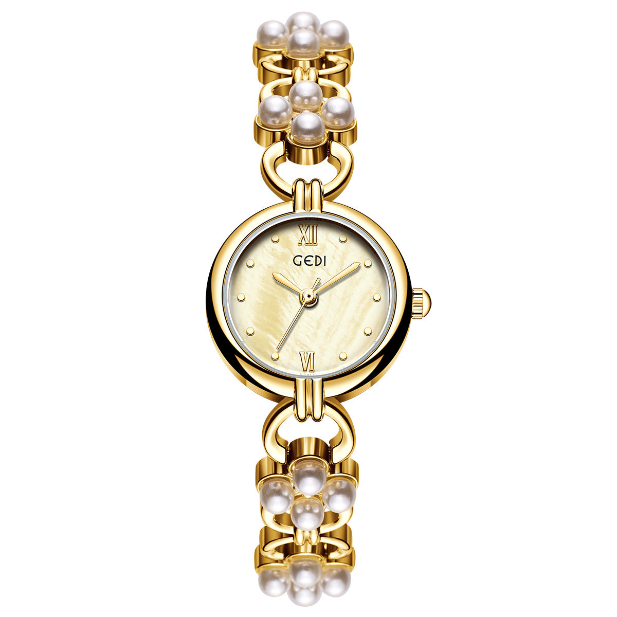 Elegant Pearl Gold Analog Quartz Bnagle Watch MK2SSAS6W6JWA01