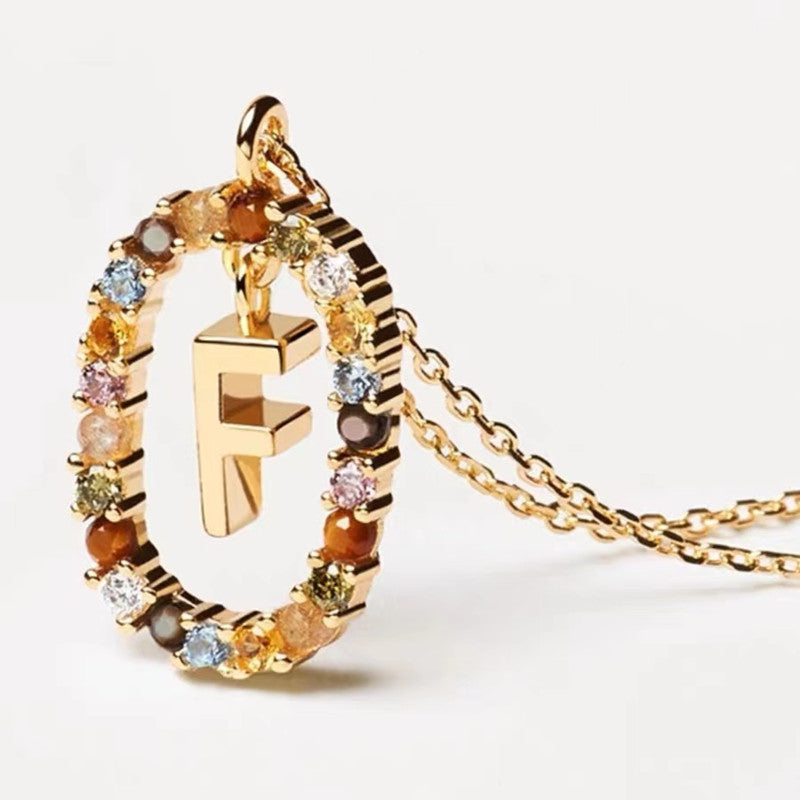 Colorful CZ Letter Pendant - DippedShop Wholesale - #4691
