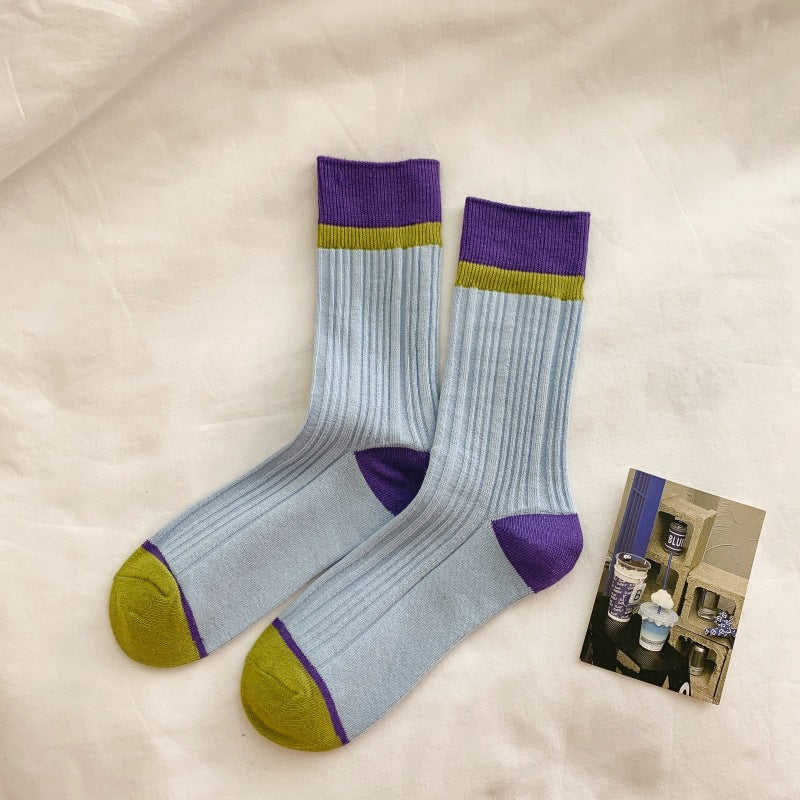 Simple Color Block Striped Soft Slouchy Socks 6W8FSO713