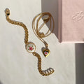 French Style Enamal Floral Print Charm Bracelet 6W6JBR332