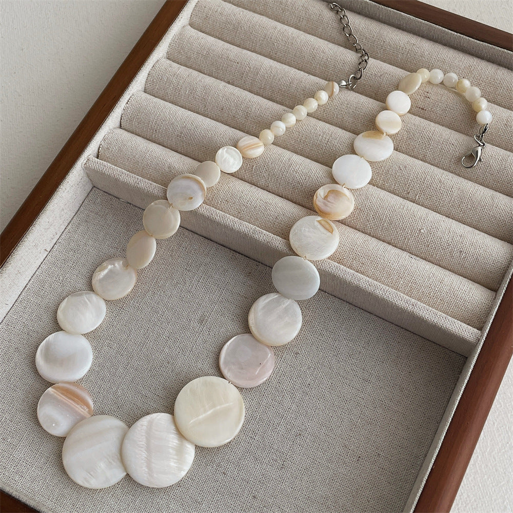 Shell Disc Beaded Necklace - DippedShop Wholesale - #2451