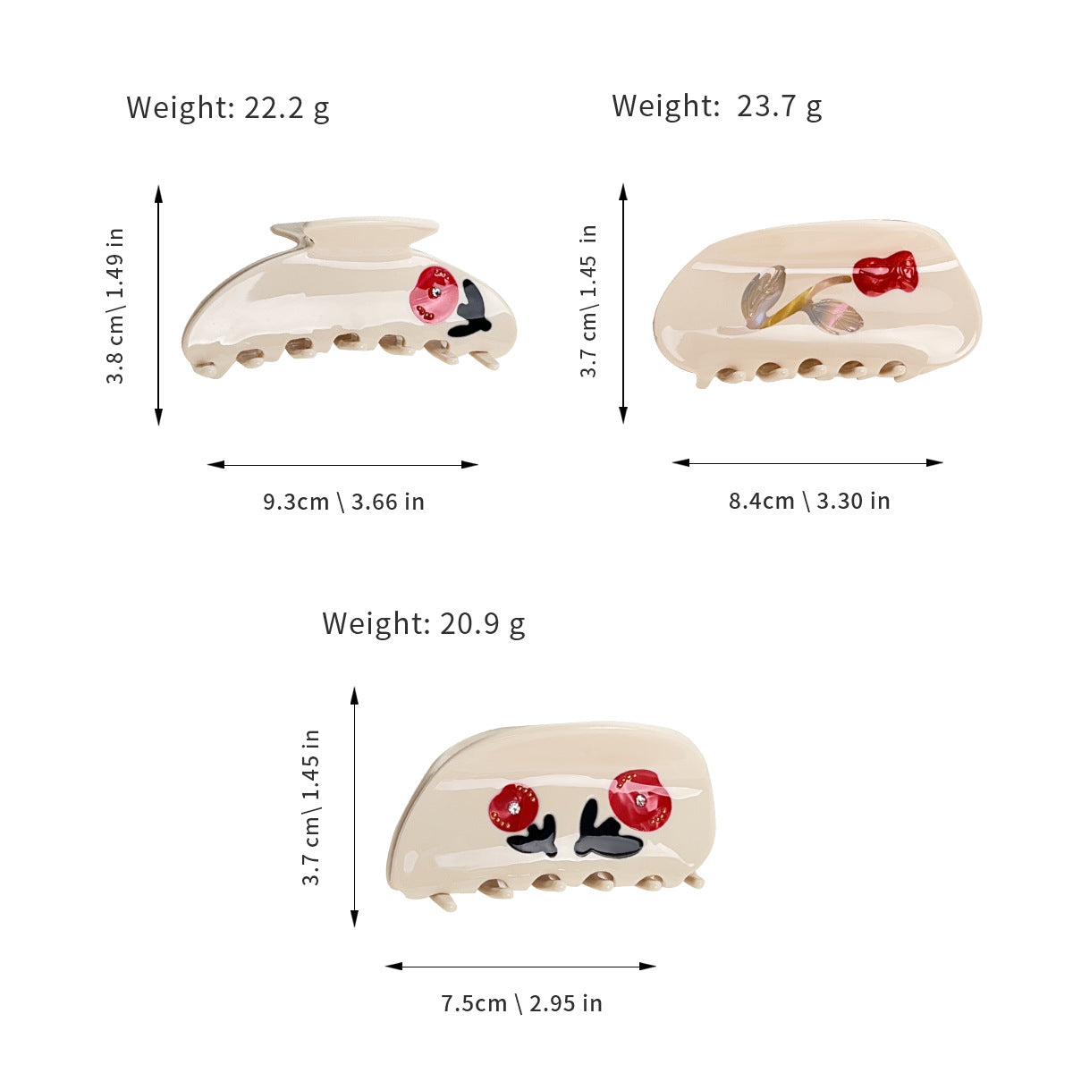 Creamy Rose Acetate Hair Claw Clip MK2PPM6W6HCP338