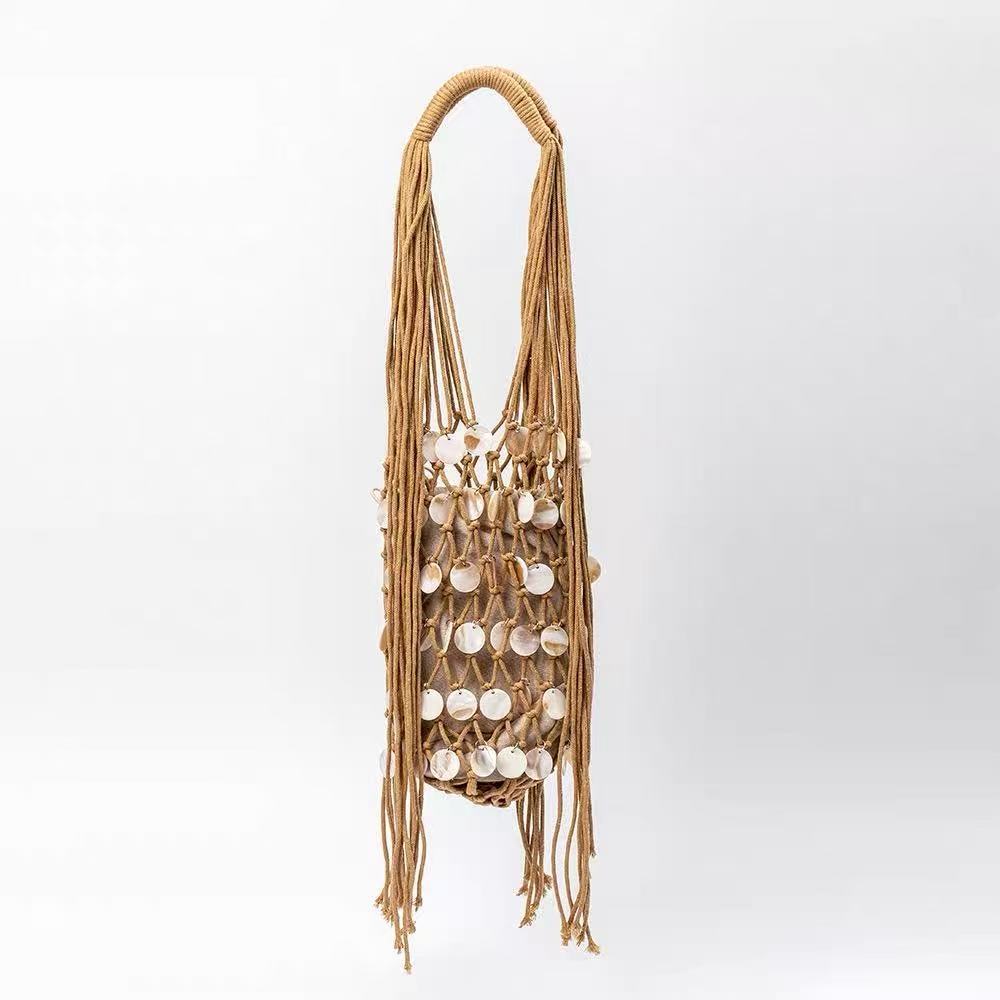 Fashion Solid Color Hollow Woven Shell Handbag MK2BLK6S10BBG872
