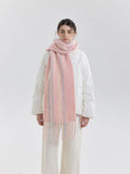 Color Block Striped Tassel Warm Knit Scarf 6W6NSW262