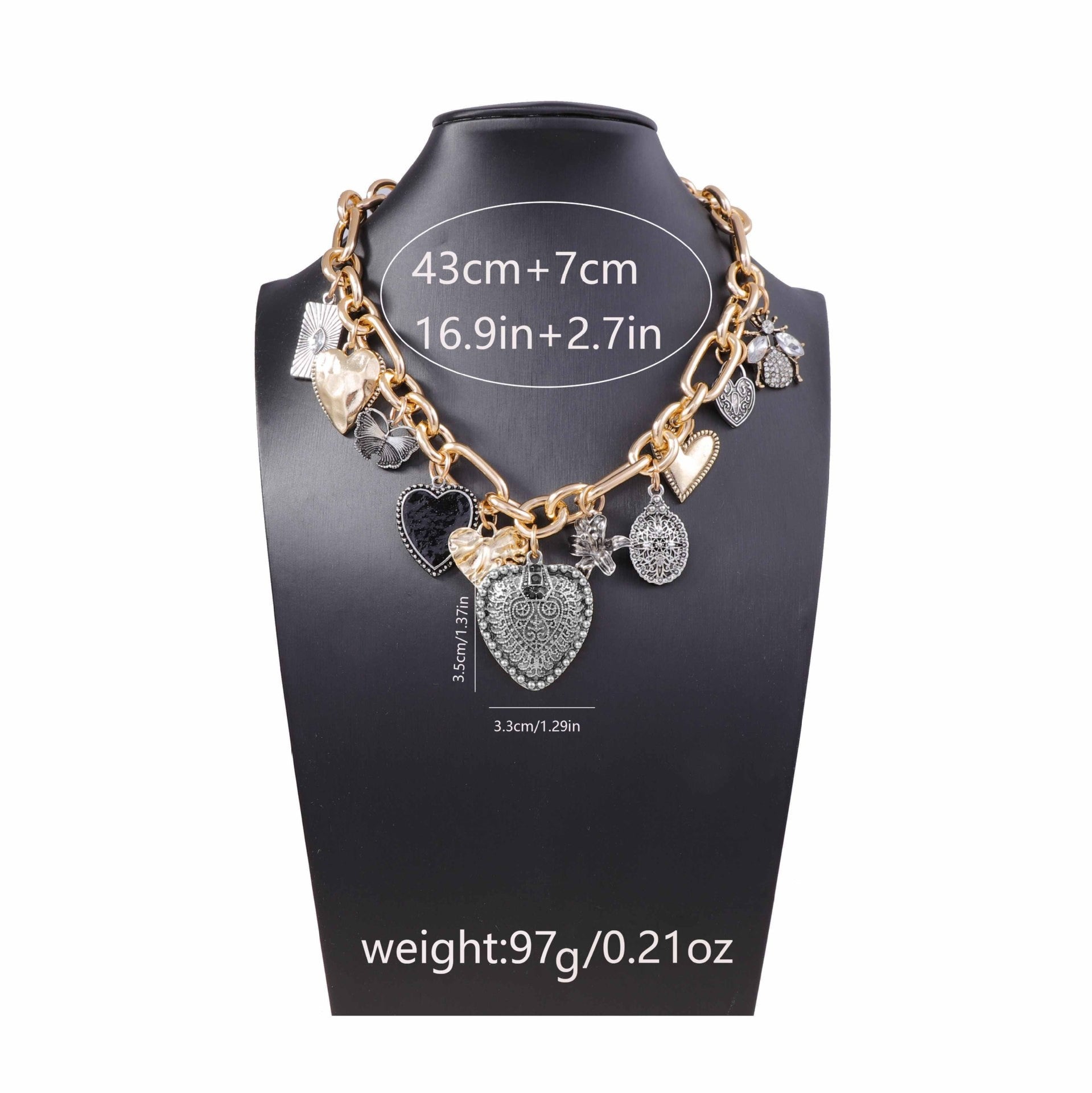 Vintage Heart Pendant Tassel Chain Necklaces 6W6JNC623
