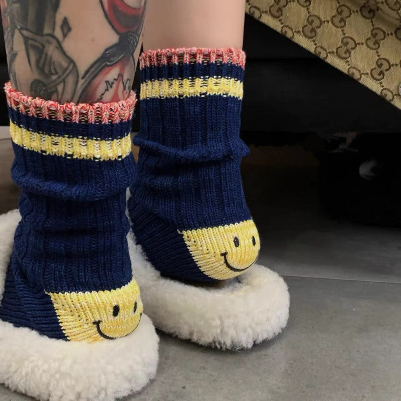 Cute Color Block Smiling Face Pattern Socks 6W8FSO1002